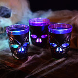 Cifeeo-3Pcs LED Light Halloween Drinking Cup Skull Glowing Wine Water Cup for Halloween Party Decoration Home Bar Supplies Horror Props