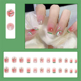 Cifeeo  Summer Lemon False Nails With Designs French Square Head Short Fake Nails Press On Nails Watermelon Nail Tips Beauty Manicure