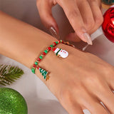 Cifeeo-Christmas gifts Christmas Multicolor Rice Beads Beaded Bracelet For Women Santa Claus Xmas Tree Snowman Crutch Wreath Pendant Bracelets Jewelry