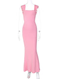 Cifeeo-Christmas Party Dresses Dulzura Lace Up Backless Pink Long Dress For Women Bodycon Sexy Slim Strap Maxi Dress Party Elegant Birthday Evening Outfits