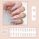 Cifeeo 24Pcs Long Coffin False Nails with Glue Wearable Brown Fake Nails with   Rhinestones Ballet Press on Nails Full Cover Nail Tips