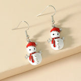 Cifeeo-Christmas gifts Merry Christmas Cute Snowman Zircon Dangle Earrings For Women Red Santa Claus Elk Snowflake Bells Earring New Year Party Jewelry