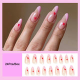 Cifeeo New Rainbow Color French Tips Fashion Almond Fake Nails With Designs Wearable False Nails Press On Nails DIY Manicure Patches