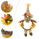 Thanksgiving Gnomes, Fall Plush Autumn Vine Wreath Dwarf Doll Ornament Gnomes Decorations for Home Tiered Tray Tabletop Decor