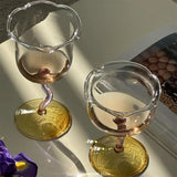 CIFEEO-Cute Bell Orchid Shape Mouth Cup Glass Mug  Transparent  Champagne Juice Cocktail Glass Goblet Wine Glass Borosilicate Glass