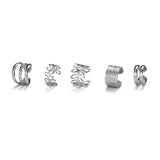 Cifeeo Silver Color Leaves Clip Earrings for Women Men Creative Simple C Ear Cuff Non-Piercing Ear Ear Clip Set Trend Jewelry Gift