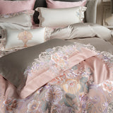 Cifeeo-4/6/9Pcs  Gorgeous Flowers Embroidery European Palace Style Bedding Set Brocade Egyptian Cotton Duvet Cover Bed Sheet Pillowcase