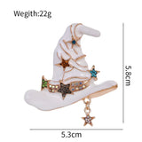 Cifeeo-Halloween Jewelry Enamel Magic Wizard Hat Brooch For Women Men Shiny Zircon Crystal Tassel Star Badge Lapel Pins Halloween Party Festival Jewelry