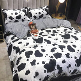 Cifeeo-Nordic Pink Black Checkerboard Duvet Cover Set with Pillowcase Bed Sheet Kid Girls Bedding Sets Full Queen Twin Kawaii No Filler