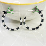 Cifeeo-Halloween Jewelry Creative Black White Striped Snake Hoop Earrings for Women Gothic Hip Hop Animal Earring Halloween Festival Party Charm Jewelry