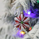 Cifeeo-6pcs/box Christmas Tree Pendant Red Star Candy Snowflake Xmas Ball Ornament New Year 2025 Home Decoration Noel Gift Navidad 2024