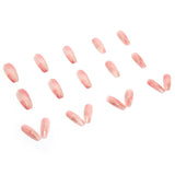 Cifeeo- Pink Simple Gradient Detachable Coffin False Nails Wearable Gold Foil Sequins Fake Nails Full Cover Nail Tips Press On Nails