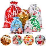 Cifeeo-3/5Pcs Merry Christmas Drawstring Gift Bag New Year 2025 Large Candy Cookie Packaging Bag 2024 Navidad Christmas Home Decoration