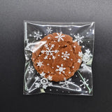 Cifeeo-50Pcs Snowflake Christmas Plastic Candy Cookie Biscuits Snack Packaging Bag Adhesive Gift Bags for Home Wedding Birthday Party