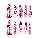 Cifeeo-Halloween Nails 24pcs Halloween Wearing Nails Long Almond False Nails Press on Nails French Ballerina Nails Detachable Nail Tips Nail Art