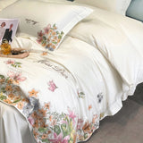 Cifeeo-Egyptian Cotton Flowers Embroidery Bedding Set, Luxury Bedding Set, Queen King Size, Duvet Cover, Bed Sheet, Pillowcases, 100S