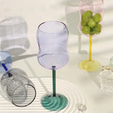 CIFEEO-Cute Colored Glass Goblets Glasses Mug Blown Irregular Wavy Milk Cup High Borosilicate Resistance Cocktails Red Wine Glass Mug