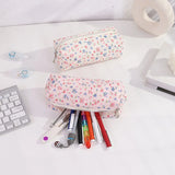 Cifeeo-Back To School Gifts Retro Flowers Pencil Case Estuche Escolar Pencil Pouch Corduroy Cute Stationery Large Capacity School Supplies Pencil Case Girls