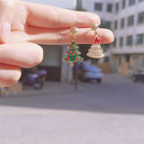 Cifeeo-Christmas gifts Pink Sparkling Zircon Christmas Tree Earrings For Women Full Rhinestone Xmas Tree Dangle Earring Girls Holiday Versatile Jewelry