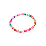 Cifeeo-Christmas Gift New Year's Eve Gift Fashion Rainbow Stackable Bracelets Set For Women Heart Charm Soft Clay Pottery Layering Beads Chain Bangle Female Boho Jewelry