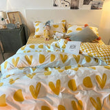 Cifeeo-Nordic Pink Black Checkerboard Duvet Cover Set with Pillowcase Bed Sheet Kid Girls Bedding Sets Full Queen Twin Kawaii No Filler