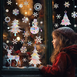 Cifeeo-Suncatcher Christmas Snowflake Window Sticker Xmas Tree Snowman Laser Rainbow Wall Decal 2024 New Year Kids Room Home Decoration