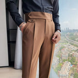 Cifeeo-Winter Outfits Men chill guy Men's Korean Light Luxury Fitting Well Drooping Baggy Suit Pants Button-down Solid Color Straight Premium Elegant Dress Pants