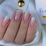 Cifeeo 24Pcs Detachable Almond False Nails French Fake Nails Full Nail Art Tips Press On Nails