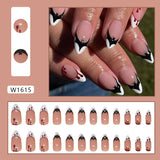 Cifeeo-Halloween Nails 24pcs Cat's eyes Fake Nails Detachable Almond Gradient False Nails Press on Nails French Ballerina Halloween Wearing Nails Art