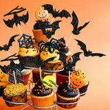 Cifeeo-12/24Pcs Halloween Bat Cupcake Toppers Mixed Black Bat Cupcake Pick Flags Kids Halloween Birthday Party Cake Decoration Supplies