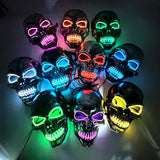 Cifeeo-Halloween Custom Halloween Skull Skeleton Head Headwear Horror Party Mask Light Up In The Dark Night Disguise Glowing Purge Mask For Halloween