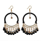 Cifeeo-Christmas Gift New Year's Eve Gift New Ethnic Round braided Dangle Earrings For Women Bohemian Retro Tassels Drop Ear Jewelry Female Party Accessories