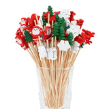 Cifeeo-50/100Pcs Christmas Buffet Fruit Food Skewer Cocktail Picks Cupcake Topper 2024 Christmas Party Decor Supplies New Year 2025