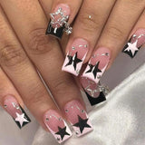 Cifeeo-Fall Nails DIY Long Ballet Fake Nails New Year's False Nail French Full Set Press on Nails DIY Detachable Valentine's Day Rhinestone Nail Tips