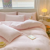 Cifeeo-Waffle Washed Cotton Four Piece Set, Non All Cotton Bedding, Pure Cotton Bedding, Student Dormitory Bed Sheets Duvet Cover Set