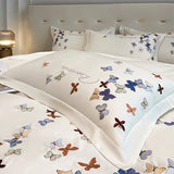 Cifeeo-100% Egyptian Cotton Luxury Bedding Set Butterfly Embroidery 100% Cotton  Duvet Cover Set Flat Sheet Fitted Sheet Pillowcases