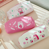 Cifeeo-Back To School Gifts Strawberry Pencil Case Kawaii Stationery Pencilcase Milk PU Leather Pen Case Trousse School Supplies Pencil Cases For Girls