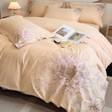 Cifeeo-Queen King Size Luxury Wedding Bedding Set 100% Cotton Flowers Embroidery Duvet cover Bed Sheet Fitted Sheet Pillowcases 4Pcs