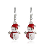 Cifeeo-Christmas gifts Merry Christmas Cute Snowman Zircon Dangle Earrings For Women Red Santa Claus Elk Snowflake Bells Earring New Year Party Jewelry