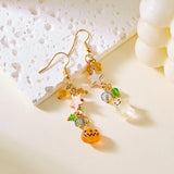 Cifeeo-Halloween Jewelry Cute Halloween Dangle Earrings for Women Cartoon Ghost Pumpkin Star Asymmetrical Long Tassel Earrings Party Statement Jewelry