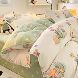 Cifeeo-Ins Pastoral style Yellow Small Flowers Bedding Set Twin Queen Size Duvet Cover Flat Sheet Pillowcase Princess Girl Bed Linen