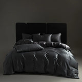 Cifeeo-Luxury Dark Gray Bedding Set Lyocell Eucalyptus Fiber Soft Silky Duvet Cover Bed Sheet Pillowcases