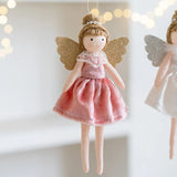 Lovely pink Plush Christmas Angel Girl Doll Oranments Xmas Tree Hanging Pendants Merry Christma Decor Gifts Happy 2024 Noel