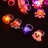 Cifeeo-LED Light Halloween Ring Glowing Pumpkin Ghost Skull Rings Halloween Christmas Party Decoration for Home Santa Snowman Kids Gift