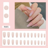 Cifeeo- 24pcs/Box Detachable Coffin False Nails Wearable French Ballerina Pink Gradient Fake Nails Full Cover Nail Tips Press On Nails