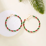 Cifeeo-Christmas gifts Christmas Big Round Circle Hoop Earrings For Women Colorful Twist Punk Exaggerate Earring Party Festival New Year Jewelry Gifts