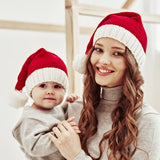 Cifeeo-2024 Knitted Christmas Hat Cute Pompom Adult Child Soft Beanie Santa Cap New Year Party Kids Gift Navidad Natal Noel Decoration