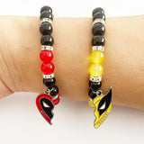 Cifeeo-Halloween Custom 1 Pair Deadpool Wolverine Bracelets Best Friends Heart Pendant Stone Beaded Bracelet Friendship Jewelry Couples Bracelet