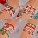 Cifeeo-Christmas gifts 4Pcs/set Cute Christmas Series Bracelet For Women Multicolor Rice Beads Santa Claus Xmas Tree Snowman Pendant Beaded Bracelets