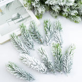 Cifeeo-20/10pcs Artificial Cedar Snow Pine Branches Christmas Tree Wedding Decorations DIY Desktop Living Room Home Kitchen Faux Plants